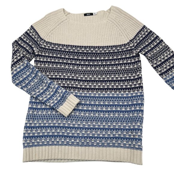 BDG Women's Blue Striped Knit Sweater Medium Cotton Blend Crewneck - Picture 1 of 5